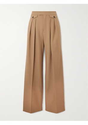 Chloé - Pleated Wool-gabardine Wide-leg Pants - Brown - FR 34,FR 36,FR 38,FR 40,FR 42,FR 44,FR 46