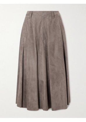Brunello Cucinelli - Flared Suede Midi Skirt - Brown - IT40,IT42,IT44
