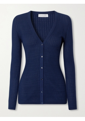 Gabriela Hearst - Emma Pointelle-knit Cashmere And Silk-blend Cardigan - Blue - x small,small,medium,large,x large