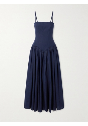 Gabriela Hearst - Oriana Gathered Linen Midi Dress - Blue - IT36,IT38,IT40,IT42,IT44,IT46,IT48