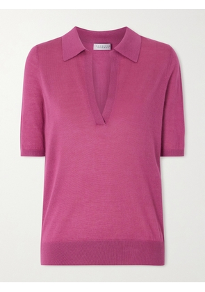 Gabriela Hearst - Frank Cashmere And Silk-blend Polo Shirt - Pink - x small,small,medium,large,x large