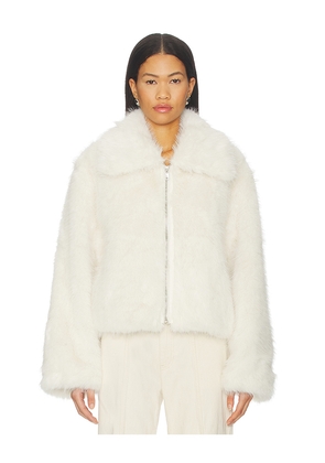 BY.DYLN Kallie Faux Fur Jacket in Cream. Size L. Also in M, S, XL, XS.