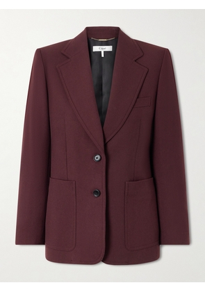 Chloé - Wool-gabardine Blazer - Burgundy - FR 34,FR 36,FR 38,FR 40,FR 42,FR 44,FR 46