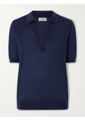 Gabriela Hearst - Frank Cashmere And Silk-blend Polo Shirt - Blue - x small,small,medium,large,x large
