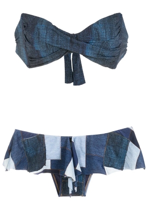 Amir Slama patchwork denim-style bikini - Blue
