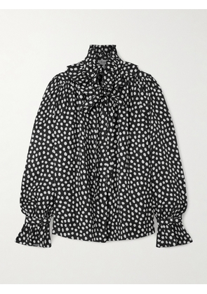 Chloé - Tie-detailed Polka-dot Silk-jacquard Blouse - Black - FR 34,FR 36,FR 38,FR 40,FR 42,FR 44,FR 46
