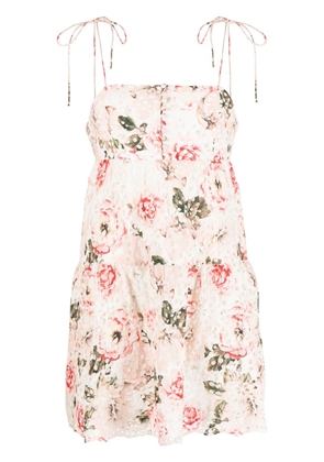 alice + olivia Lorelle Babydoll floral-print minidress - Pink