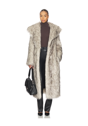 The Andamane Winter Maxi Faux Fur Coat in White,Black. Size 40/S. Also in 42/M.
