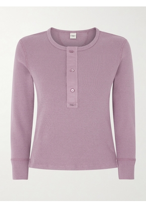 Chloé - Ribbed Organic Cotton-jersey Henley Top - Pink - x small,small,medium,large,x large