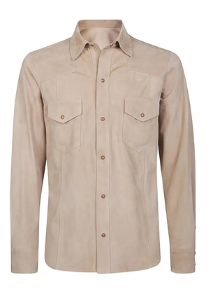 Eleventy pocket leather shirt - Neutrals