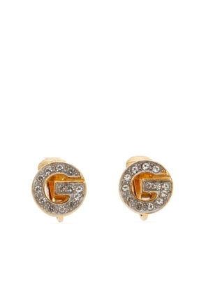 Givenchy Pre-Owned G-logo rhinestone clip-on earrings - Gold