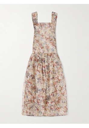 KHAITE - Amello Floral-print Silk-organza Midi Dress - White - US0,US2,US4