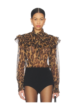 Bardot Fiorella Leopard Blouse in Brown. Size 4. Also in 6, 8.