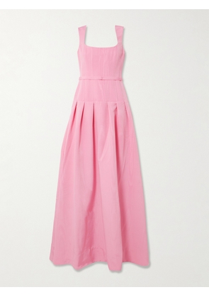 Rebecca Vallance - Amaro Belted Pleated Taffeta Gown - Pink - UK 4,UK 6,UK 8,UK 10,UK 12,UK 14
