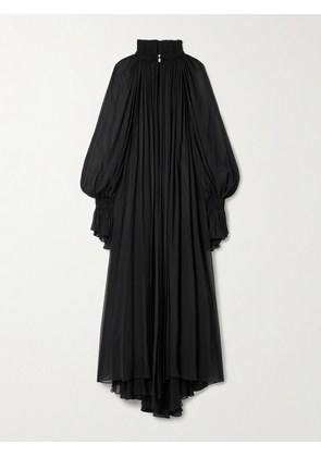 KHAITE - Edgar Gathered Silk-chiffon Maxi Dress - Black - x small,small,medium,large
