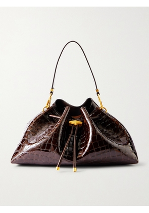 Jimmy Choo - Cinch Medium Croc-effect Leather Shoulder Bag - Brown - One size