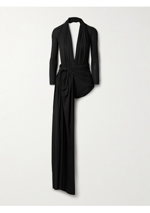 Balenciaga - Draped Ruched Stretch-jersey Maxi Dress - Black - FR 36,FR 38