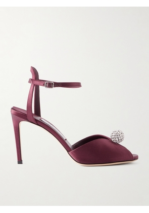 Jimmy Choo - Sacora 85 Crystal-embellished Satin Sandals - Purple - IT36,IT36.5,IT37,IT37.5,IT38,IT38.5,IT39,IT39.5,IT40,IT40.5,IT41,IT41.5,IT42
