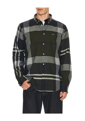 Barbour Dunoon Tartan Tailored Shirt in Olive,Navy. Size L. Also in M, S, XL/1X.