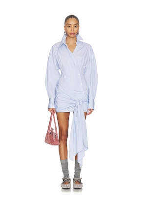 THE ATTICO Tie Shirt Mini Dress in Baby Blue. Size 36. Also in 38, 40, 42, 44.
