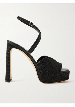 Jimmy Choo - Karly 125 Glittered Leather Sandals - Black - IT36,IT36.5,IT37,IT37.5,IT38,IT38.5,IT39,IT39.5,IT40,IT40.5,IT41,IT41.5,IT42