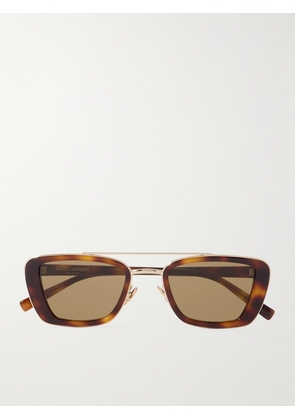 SAINT LAURENT EYEWEAR - Rectangle-frame Tortoiseshell Acetate And Gold-tone Sunglasses - One size