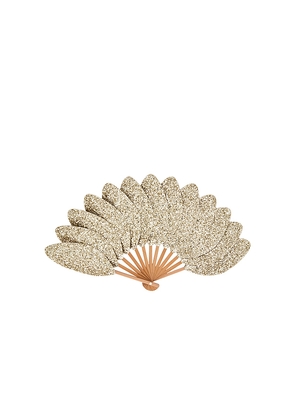 Eva Ventai Large Palmette Glitter The Classic Format Fan in Metallic Gold.