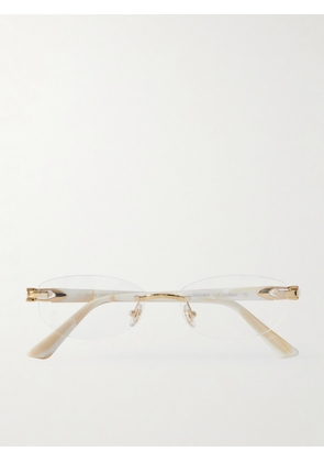 Cartier Eyewear - Oval-frame Rimless Gold-tone And Acetate Optical Glasses - Silver - One size