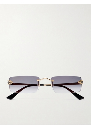 Cartier Eyewear - Panthère Classic Rimless Rectangle-frame Gold-tone Sunglasses - One size