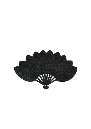 Eva Ventai Mini Palmette Glitter The Compact Fan in Black.