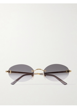 Cartier Eyewear - Double C Rimless Oval-frame Gold-tone Sunglasses - One size