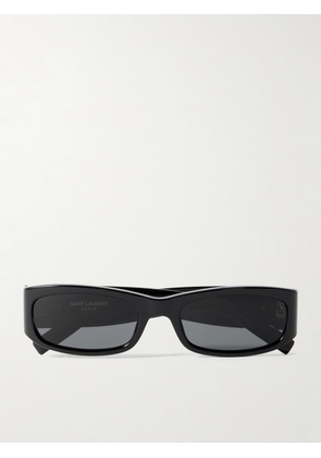 SAINT LAURENT EYEWEAR - Rectangle-frame Acetate Sunglasses - Black - One size
