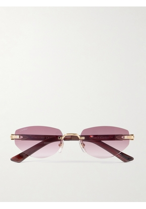 Cartier Eyewear - Signature C Décor Rimless Cat-eye Gold-tone And Acetate Sunglasses - One size