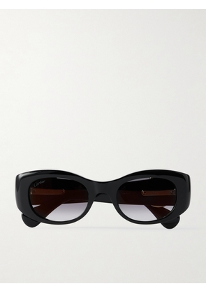 Cartier Eyewear - Panthère Classic Oval-frame Acetate Sunglasses - Black - One size