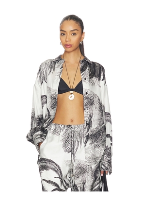 THE ATTICO Feather Print Shirt in Black,White. Size 36. Also in 38, 40, 42.