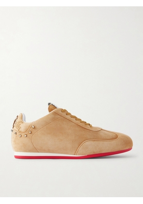 Christian Louboutin - Eleonora Studded Leather-trimmed Suede Sneakers - Neutrals - IT35,IT36,IT36.5,IT37,IT37.5,IT38,IT38.5,IT39,IT39.5,IT40,IT40.5,IT41,IT41.5,IT42