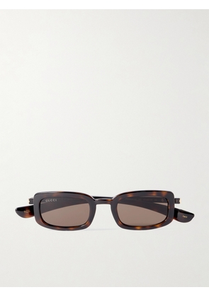 GUCCI EYEWEAR - Rodeo Drive Rectangle-frame Tortoiseshell Acetate And Gold-tone Sunglasses - Brown - One size