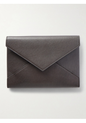 SAINT LAURENT - Textured-leather Wallet - Gray - One size