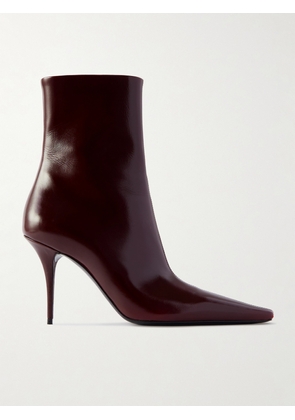 SAINT LAURENT - Ashley Polished-leather Ankle Boots - Burgundy - EU 35,EU 36,EU 37,EU 37.5,EU 38,EU 38.5,EU 39,EU 39.5,EU 40