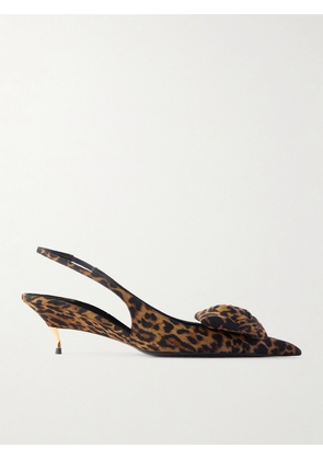 SAINT LAURENT - Dakota Appliquéd Leopard-print Mousseline Slingback Pumps - Animal print - EU 35,EU 36,EU 37,EU 37.5,EU 38,EU 38.5,EU 39,EU 40