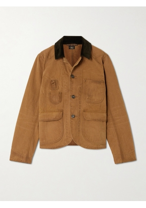 RRL - Caitlyn Corduroy-trimmed Cotton-canvas Jacket - Brown - 1,2,3,4,5