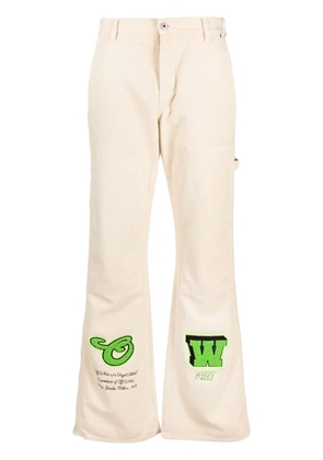 Off-White logo-appliqué straight-leg jeans - Neutrals
