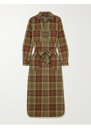 RRL - Selina Belted Checked Cotton-flannel Maxi Shirt Dress - Multi - 1,2,3,4,5