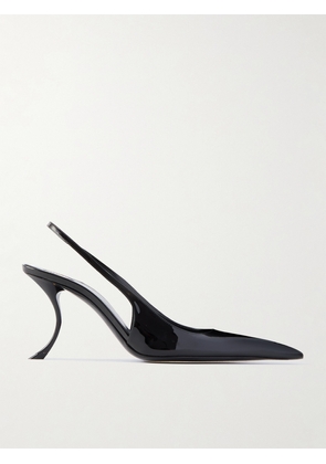 SAINT LAURENT - Apolline Patent-leather Slingback Pumps - Black - EU 39,EU 40,EU 41