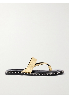 Dries Van Noten - Whipstitched Metallic Croc-effect Leather Sandals - Gold - IT36,IT36.5,IT37,IT37.5,IT38,IT38.5,IT39,IT39.5,IT40,IT40.5,IT41