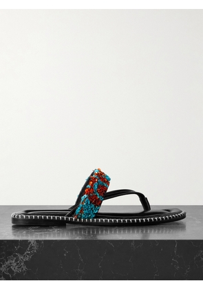 Dries Van Noten - Embellished Whipstitched Leather Sandals - Blue - IT36,IT36.5,IT37,IT37.5,IT38,IT38.5,IT39,IT39.5,IT40,IT40.5,IT41