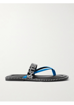 Dries Van Noten - Whipstitched Croc-effect Leather Sandals - Black - IT36,IT36.5,IT37,IT37.5,IT38,IT38.5,IT39,IT39.5,IT40,IT40.5,IT41
