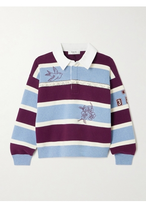 Sea - Hester Embroidered Striped Cotton And Cashmere-blend Rugby Shirt - Multi - x small,small,medium,large