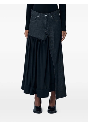 Yohji Yamamoto contrast-panel midi skirt - Black