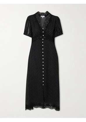 Sea - Melody Lace-trimmed Polka-dot Crepe De Chine Midi Dress - Black - US0,US2,US4,US6,US8,US10,US12,US14,US16